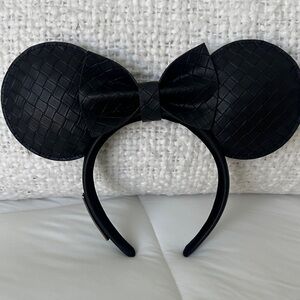 Disney Black Faux-Leather Mouse Ear Headband with Textured Bow
